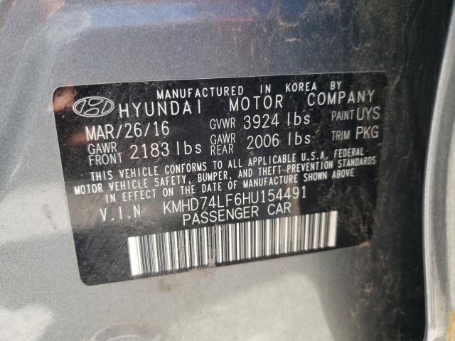 Photo 9 VIN: KMHD74LF6HU154491 - HYUNDAI ELANTRA SE 