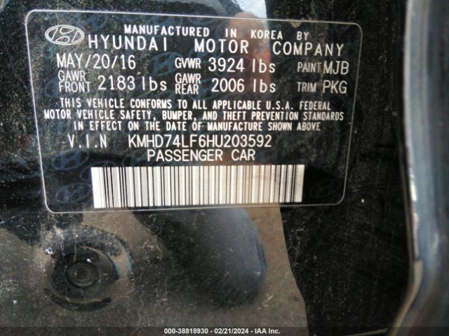 Photo 8 VIN: KMHD74LF6HU203592 - HYUNDAI ELANTRA 