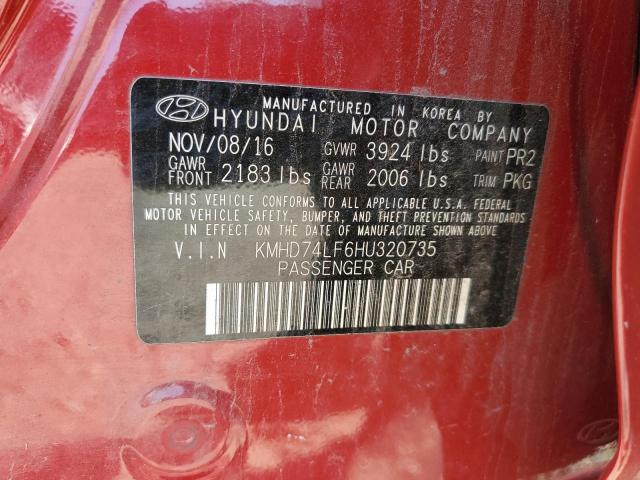 Photo 12 VIN: KMHD74LF6HU320735 - HYUNDAI ELANTRA SE 