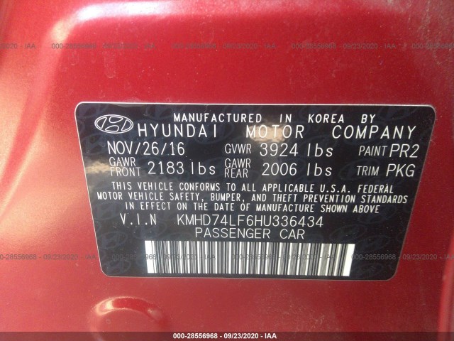 Photo 8 VIN: KMHD74LF6HU336434 - HYUNDAI ELANTRA 