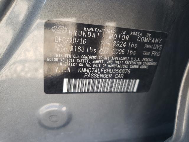 Photo 9 VIN: KMHD74LF6HU356876 - HYUNDAI ELANTRA SE 