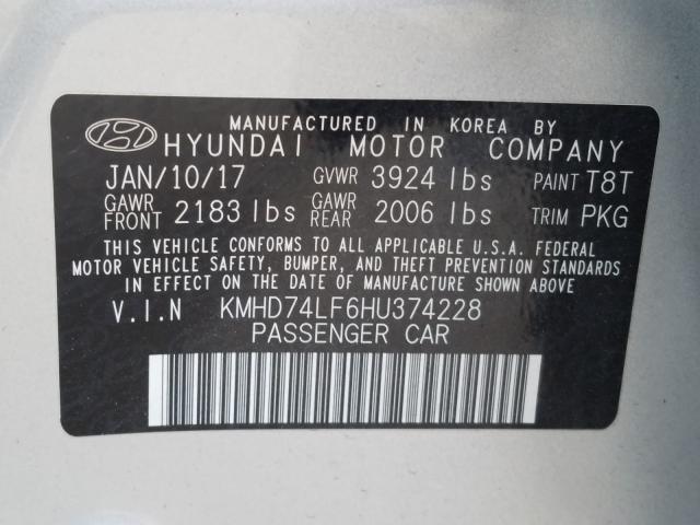 Photo 9 VIN: KMHD74LF6HU374228 - HYUNDAI ELANTRA SE 