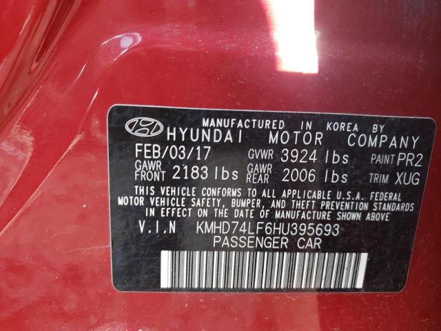 Photo 11 VIN: KMHD74LF6HU395693 - HYUNDAI ELANTRA SE 