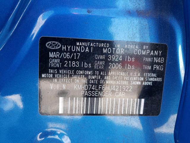 Photo 11 VIN: KMHD74LF6HU421922 - HYUNDAI ELANTRA SE 