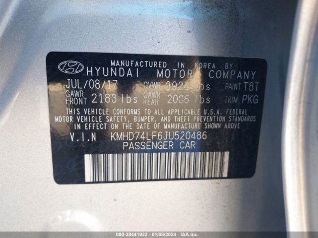 Photo 8 VIN: KMHD74LF6JU520486 - HYUNDAI ELANTRA 