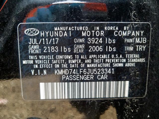 Photo 9 VIN: KMHD74LF6JU523341 - HYUNDAI ELANTRA SE 