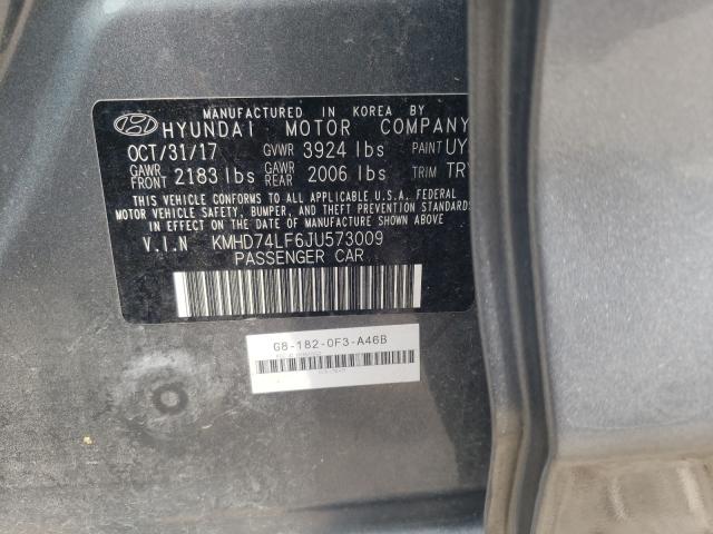 Photo 9 VIN: KMHD74LF6JU573009 - HYUNDAI ELANTRA 