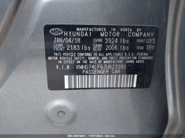 Photo 8 VIN: KMHD74LF6JU623391 - HYUNDAI ELANTRA 