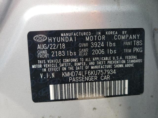 Photo 9 VIN: KMHD74LF6KU757934 - HYUNDAI ELANTRA 