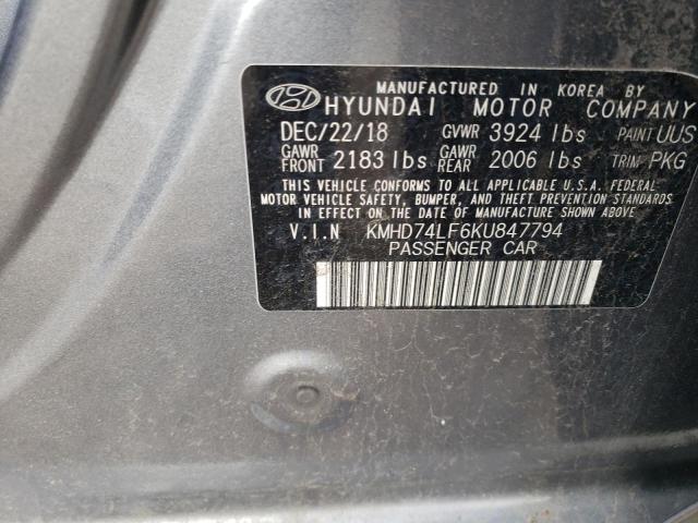 Photo 11 VIN: KMHD74LF6KU847794 - HYUNDAI ELANTRA 