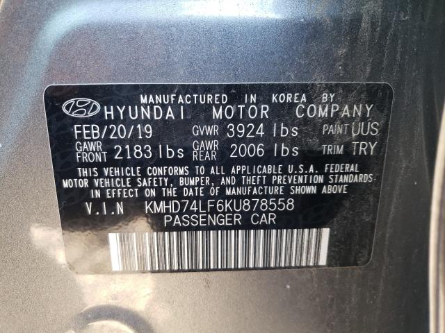 Photo 9 VIN: KMHD74LF6KU878558 - HYUNDAI ELANTRA SE 