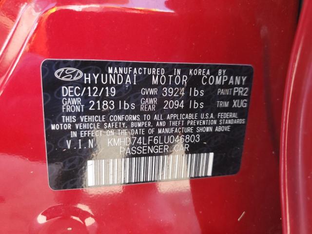 Photo 12 VIN: KMHD74LF6LU046803 - HYUNDAI ELANTRA SE 