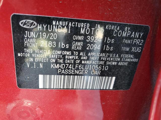 Photo 12 VIN: KMHD74LF6LU105610 - HYUNDAI ELANTRA 