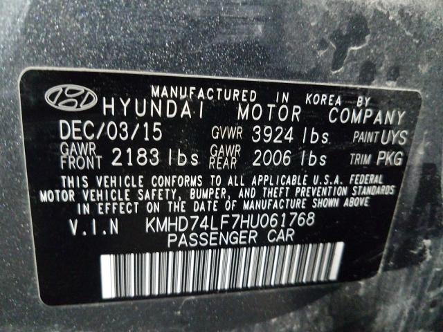 Photo 9 VIN: KMHD74LF7HU061768 - HYUNDAI ELANTRA SE 