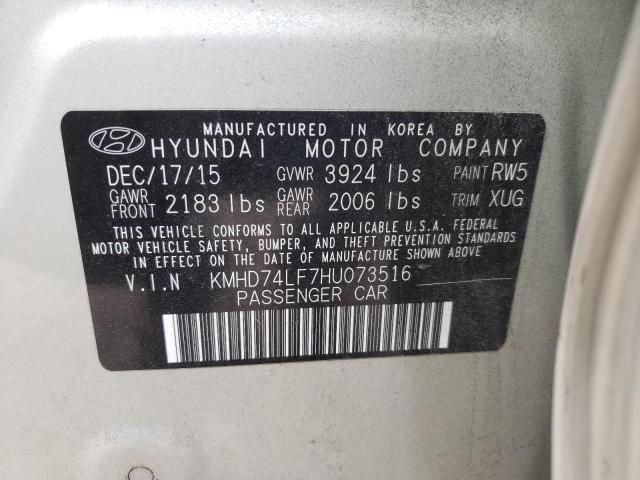 Photo 9 VIN: KMHD74LF7HU073516 - HYUNDAI ELANTRA SE 