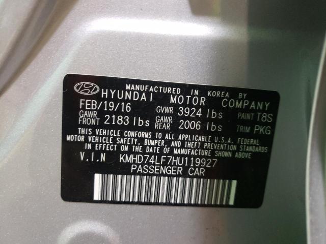 Photo 11 VIN: KMHD74LF7HU119927 - HYUNDAI ELANTRA SE 