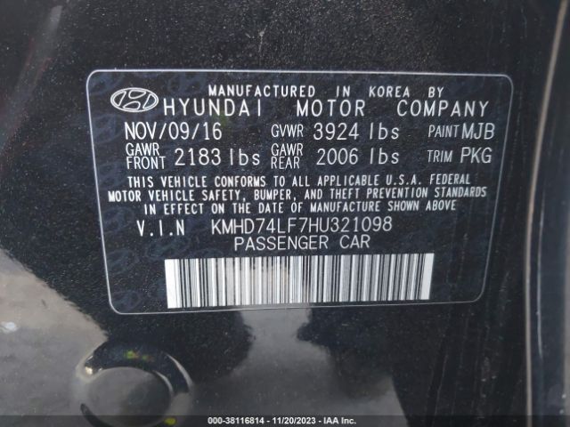 Photo 8 VIN: KMHD74LF7HU321098 - HYUNDAI ELANTRA 