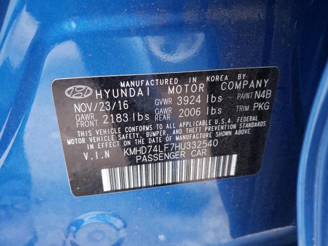 Photo 9 VIN: KMHD74LF7HU332540 - HYUNDAI ELANTRA 