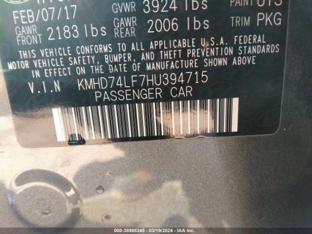 Photo 8 VIN: KMHD74LF7HU394715 - HYUNDAI ELANTRA 