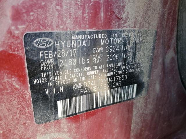 Photo 11 VIN: KMHD74LF7HU417653 - HYUNDAI ELANTRA 