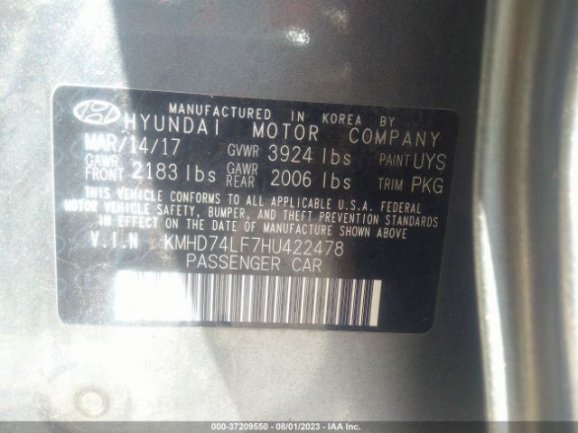 Photo 8 VIN: KMHD74LF7HU422478 - HYUNDAI ELANTRA 