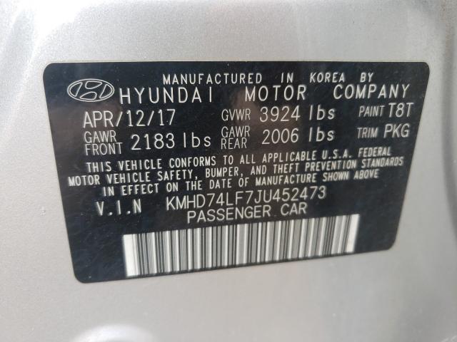 Photo 9 VIN: KMHD74LF7JU452473 - HYUNDAI ELANTRA SE 