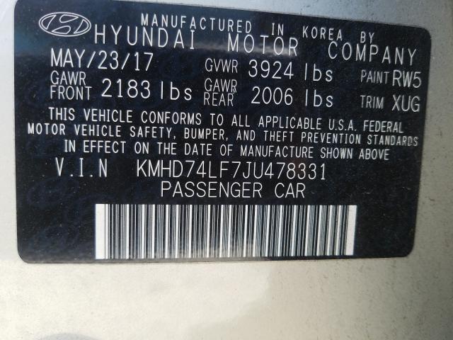 Photo 9 VIN: KMHD74LF7JU478331 - HYUNDAI ELANTRA SE 