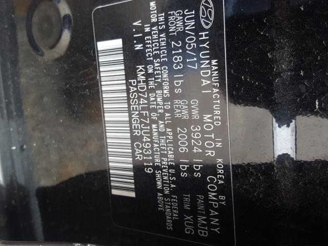 Photo 9 VIN: KMHD74LF7JU493119 - HYUNDAI ELANTRA SE 