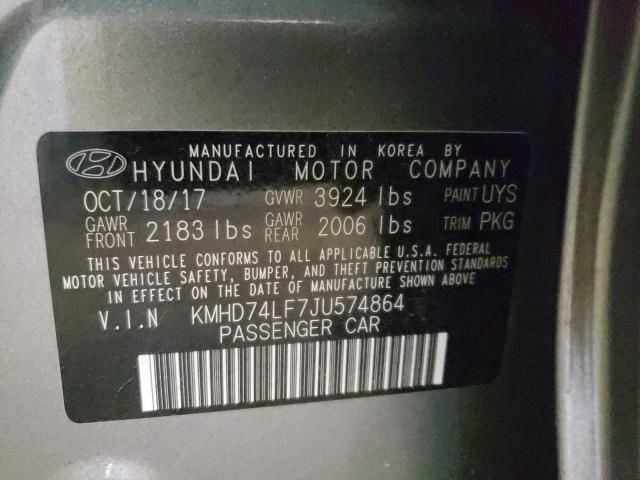 Photo 9 VIN: KMHD74LF7JU574864 - HYUNDAI ELANTRA SE 