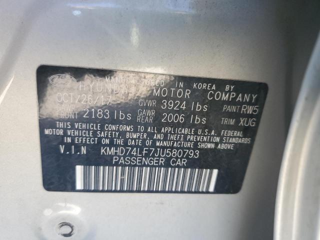 Photo 11 VIN: KMHD74LF7JU580793 - HYUNDAI ELANTRA 