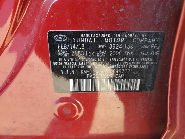 Photo 11 VIN: KMHD74LF7JU648722 - HYUNDAI ELANTRA SE 