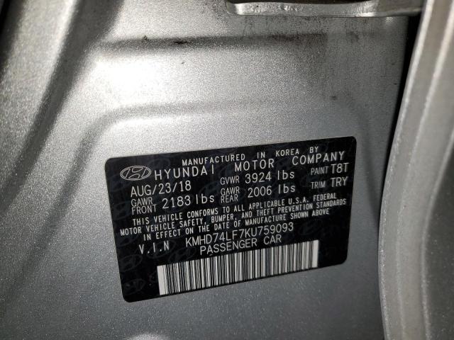 Photo 11 VIN: KMHD74LF7KU759093 - HYUNDAI ELANTRA SE 