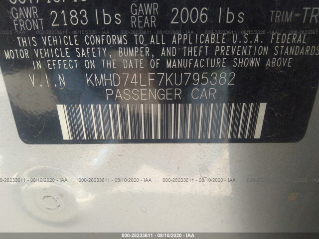 Photo 8 VIN: KMHD74LF7KU795382 - HYUNDAI ELANTRA 