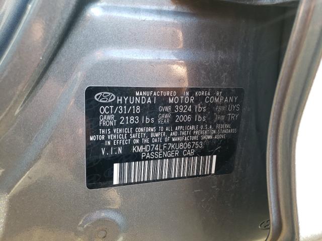 Photo 9 VIN: KMHD74LF7KU806753 - HYUNDAI ELANTRA SE 