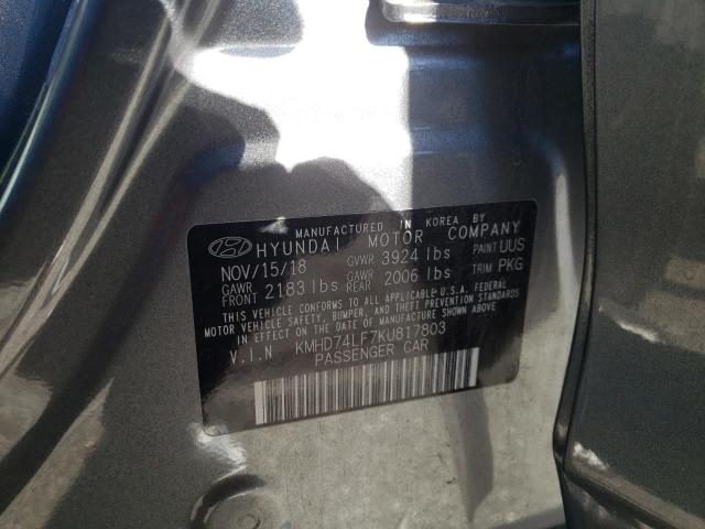 Photo 9 VIN: KMHD74LF7KU817803 - HYUNDAI ELANTRA SE 