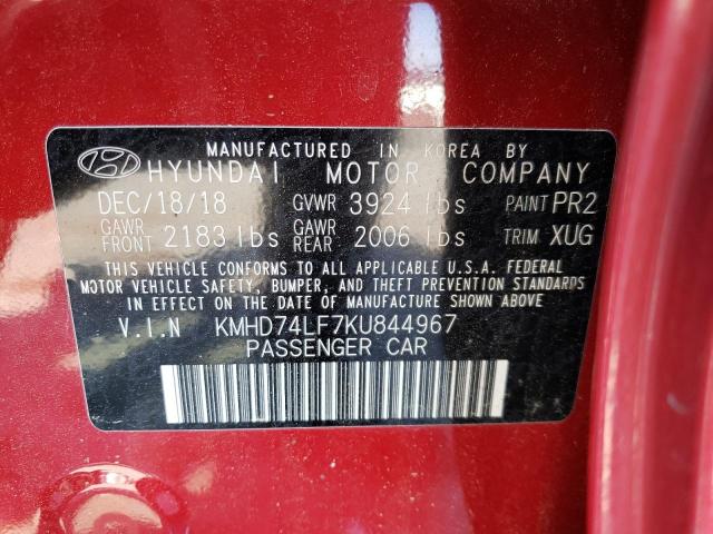 Photo 11 VIN: KMHD74LF7KU844967 - HYUNDAI ELANTRA SE 