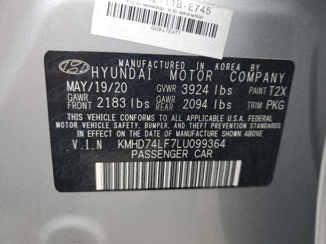 Photo 11 VIN: KMHD74LF7LU099364 - HYUNDAI ELANTRA SE 