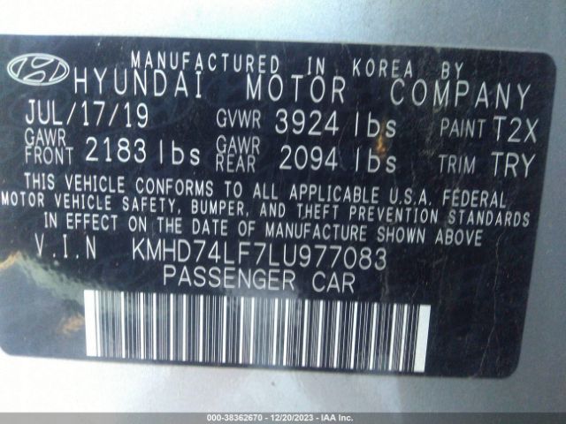 Photo 8 VIN: KMHD74LF7LU977083 - HYUNDAI ELANTRA 