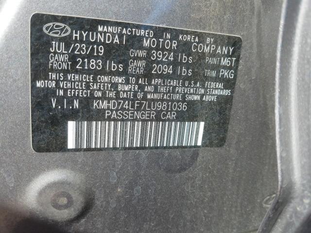 Photo 9 VIN: KMHD74LF7LU981036 - HYUNDAI ELANTRA SE 