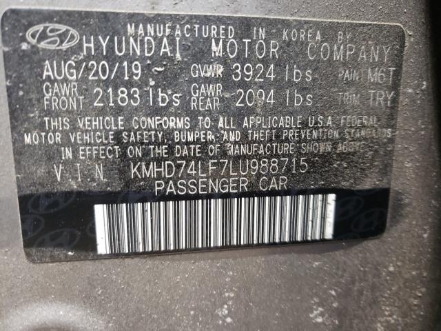 Photo 9 VIN: KMHD74LF7LU988715 - HYUNDAI ELANTRA SE 