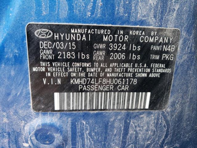 Photo 12 VIN: KMHD74LF8HU061178 - HYUNDAI ELANTRA 