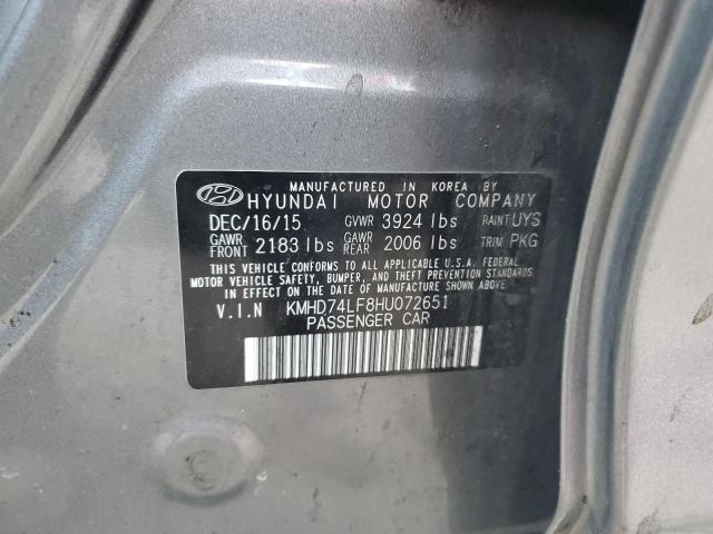 Photo 11 VIN: KMHD74LF8HU072651 - HYUNDAI ELANTRA 