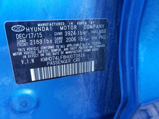 Photo 11 VIN: KMHD74LF8HU073816 - HYUNDAI ELANTRA SE 