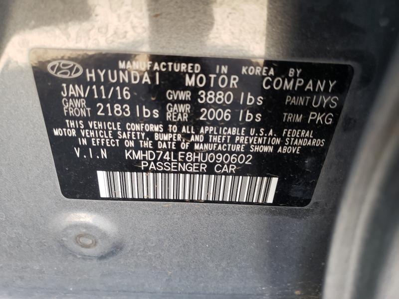 Photo 9 VIN: KMHD74LF8HU090602 - HYUNDAI ELANTRA SE 