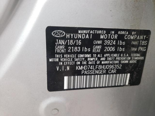 Photo 9 VIN: KMHD74LF8HU096352 - HYUNDAI ELANTRA SE 