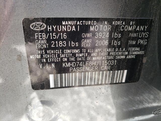 Photo 9 VIN: KMHD74LF8HU115031 - HYUNDAI ELANTRA SE 