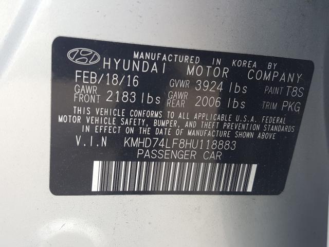 Photo 9 VIN: KMHD74LF8HU118883 - HYUNDAI ELANTRA SE 