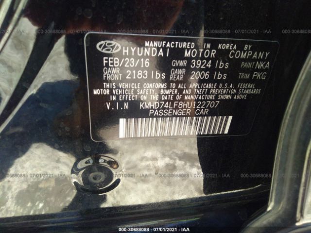 Photo 8 VIN: KMHD74LF8HU122707 - HYUNDAI ELANTRA 