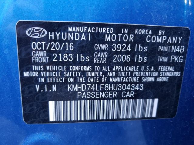 Photo 9 VIN: KMHD74LF8HU304343 - HYUNDAI ELANTRA 