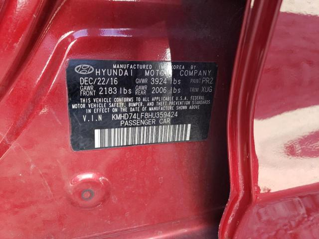 Photo 12 VIN: KMHD74LF8HU359424 - HYUNDAI ELANTRA SE 